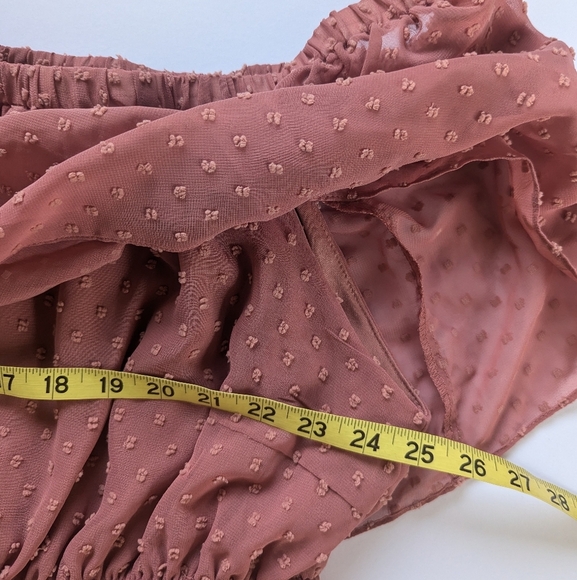 Baltic Born Swiss Dot Midi Maxi Dress Off-Shoulder Ruffle Dusty Mauve sz XXXL - Picture 8 of 10